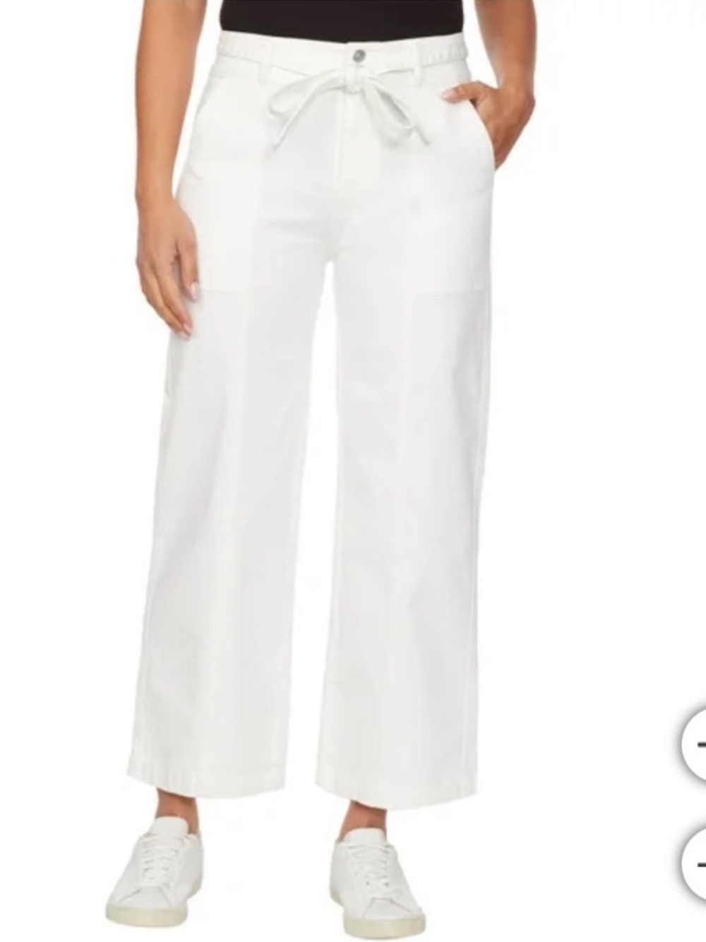 Hudson Jeans Wide-Leg Paperbag Waist Pants in White